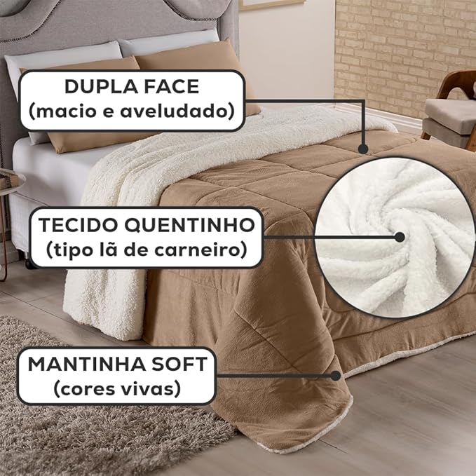 Coberdrom Queen Dupla Face e Manta Soft 220x240cm