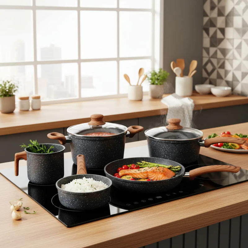 Jogo De Panelas Antiaderente Cerâmica Premium Promoção - 5 PEÇAS