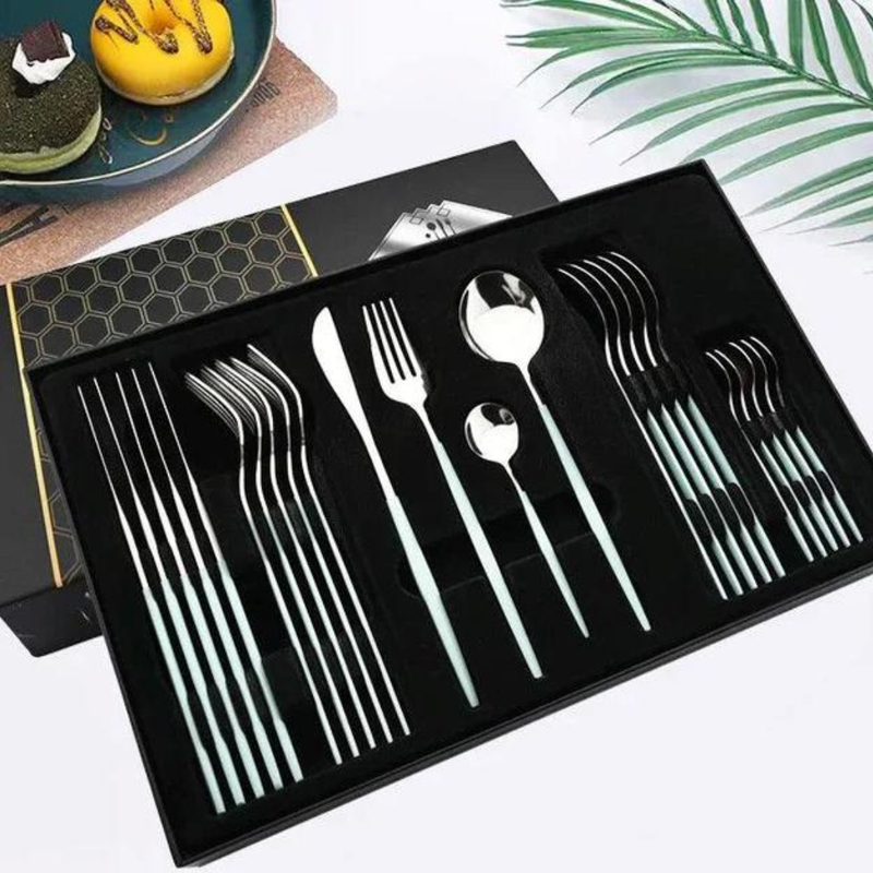 24pcs conjunto de talheres de aço inoxidável