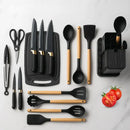 Kit Utensílios de Cozinha 19 Peças Preto Deluxe Gourmet