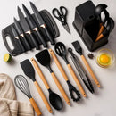 Kit Utensílios de Cozinha 19 Peças Preto Deluxe Gourmet