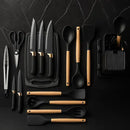 Kit Utensílios de Cozinha 19 Peças Preto Deluxe Gourmet